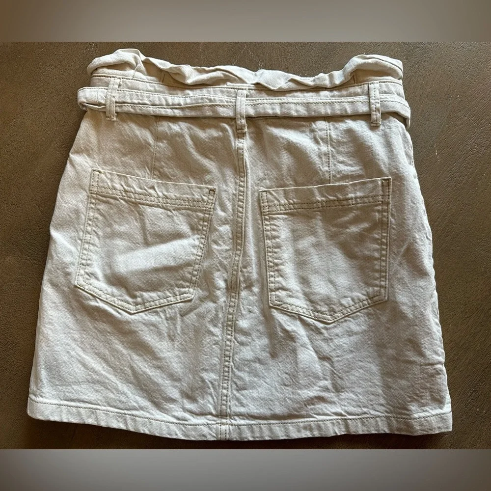 Free People Splendor In‎ The Grass Skirt Paper Bag Cotton Linen Oatmeal Size 10